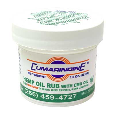 Cumarindine Hemp Rub With Emu Oil 1.6 oz. Jar